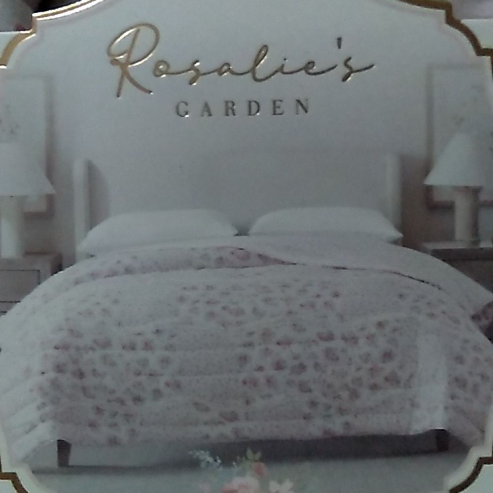 Rosalie's Garden Queen Reversible Quilt Only Pink Floral Cottagecore